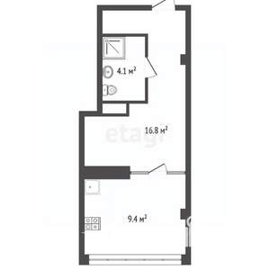 Студия квартира, вторичка, 31м2, 4/8 этаж