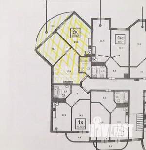 2-к квартира, вторичка, 64м2, 7/7 этаж