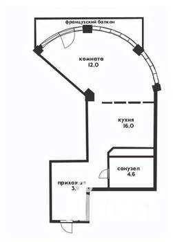 1-к квартира, вторичка, 42м2, 7/8 этаж