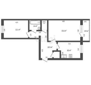 2-к квартира, вторичка, 51м2, 2/4 этаж