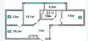 3-к квартира, вторичка, 91м2, 8/8 этаж