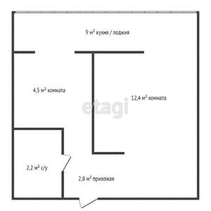 1-к квартира, вторичка, 31м2, 4/5 этаж