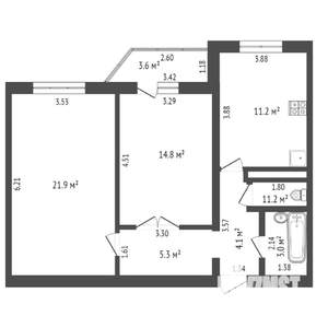 2-к квартира, вторичка, 64м2, 5/9 этаж