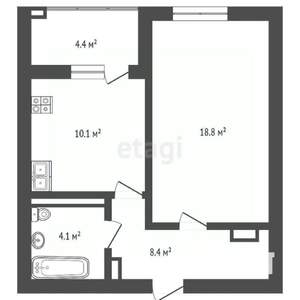 1-к квартира, вторичка, 45м2, 2/3 этаж