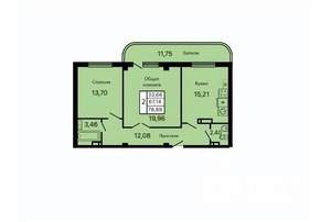 2-к квартира, вторичка, 79м2, 8/9 этаж