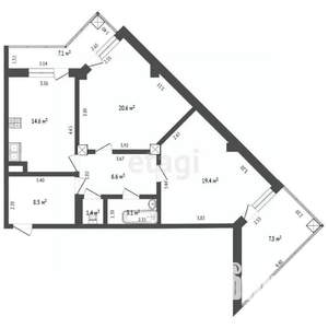 2-к квартира, вторичка, 74м2, 4/9 этаж