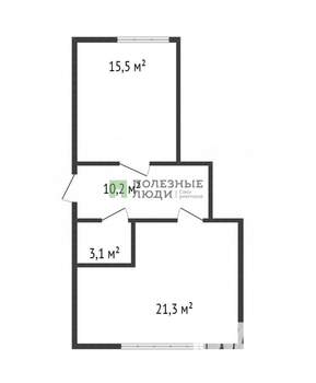 2-к квартира, вторичка, 50м2, 1/1 этаж