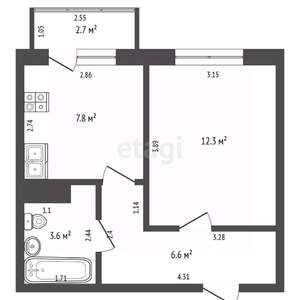 1-к квартира, вторичка, 30м2, 2/4 этаж