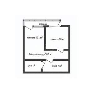 2-к квартира, вторичка, 50м2, 1/6 этаж