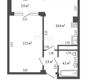 1-к квартира, вторичка, 43м2, 8/10 этаж