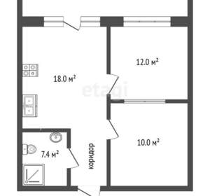 2-к квартира, вторичка, 47м2, 5/6 этаж