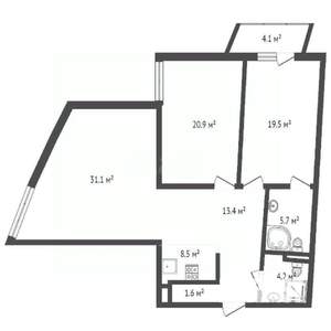 3-к квартира, вторичка, 105м2, 4/13 этаж