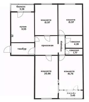 4-к квартира, вторичка, 98м2, 2/9 этаж