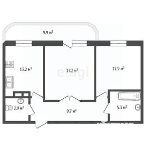 2-к квартира, вторичка, 64м2, 8/9 этаж