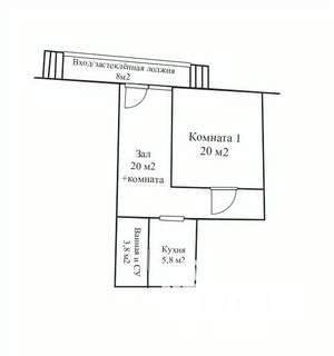 2-к квартира, вторичка, 58м2, 1/5 этаж