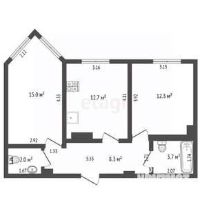 2-к квартира, вторичка, 54м2, 6/9 этаж
