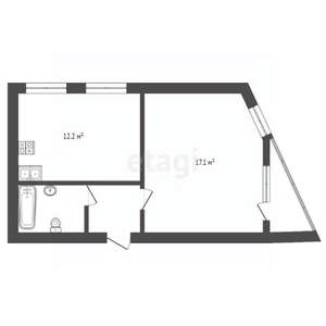 1-к квартира, вторичка, 38м2, 1/3 этаж