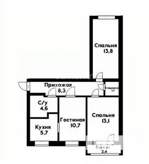3-к квартира, вторичка, 63м2, 1/5 этаж