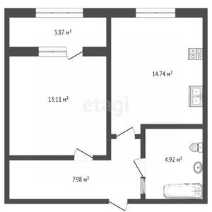 1-к квартира, вторичка, 42м2, 5/8 этаж