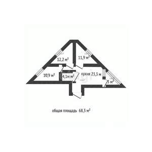 3-к квартира, вторичка, 68м2, 2/5 этаж