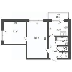 2-к квартира, вторичка, 37м2, 2/5 этаж