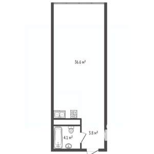 Студия квартира, вторичка, 45м2, 3/22 этаж