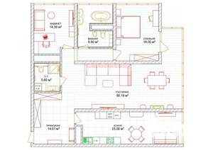3-к квартира, вторичка, 152м2, 15/20 этаж