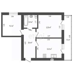 2-к квартира, вторичка, 53м2, 5/5 этаж