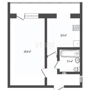 1-к квартира, вторичка, 29м2, 1/5 этаж