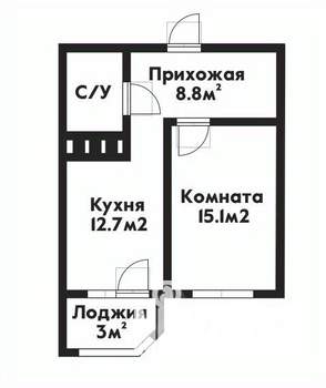 1-к квартира, вторичка, 41м2, 2/8 этаж