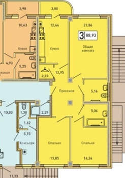 3-к квартира, вторичка, 91м2, 1/9 этаж