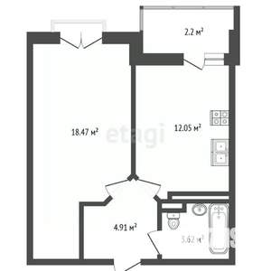 1-к квартира, вторичка, 40м2, 5/6 этаж