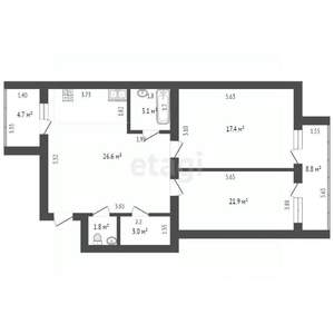 3-к квартира, вторичка, 87м2, 4/7 этаж