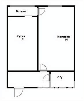 1-к квартира, вторичка, 30м2, 4/4 этаж