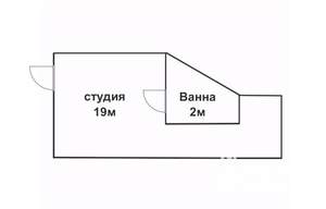 Студия квартира, вторичка, 21м2, 1/5 этаж