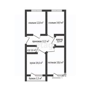 3-к квартира, вторичка, 80м2, 2/7 этаж