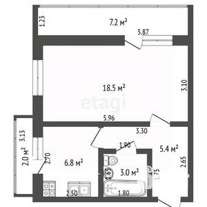 1-к квартира, вторичка, 34м2, 4/5 этаж
