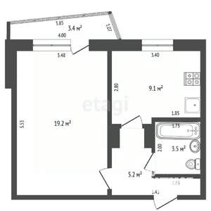 1-к квартира, вторичка, 43м2, 3/5 этаж